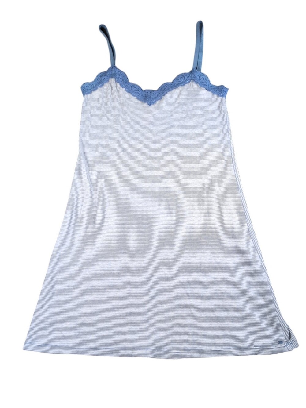 Aerie Blue White Striped Lace Trim Cami Tank Top Size Small
